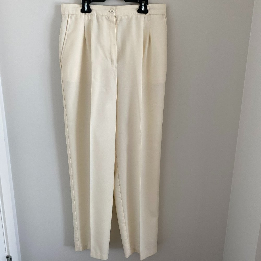 COUNTERPARTS Dress Pants Women Fashion Solid Cream Colour Straight Casual Sz 16